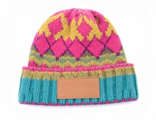 Colorful Knitted Patterned Beanie Hat Stylish Winter Headwear Fashion Accessory