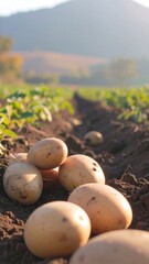 Potatoes on Field Row