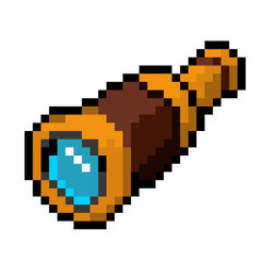 Fototapeta premium Pixel Art Spyglass with Blue Lens