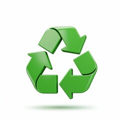 Obraz premium Symbol of Sustainability: A vibrant, three-dimensional recycling symbol, rendered in a striking green hue.