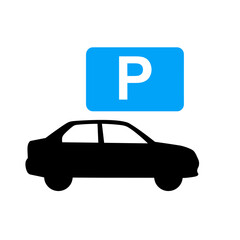 Car Parking Sign Icon. Vehicle Park Area Symbol. Automotive Transport Location Graphic.