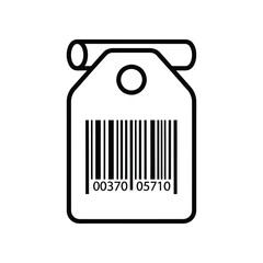 Barcode tag Icon: A simple monochrome graphic presents a barcode tag, offering a clean, modern representation perfect for product labeling or inventory management.