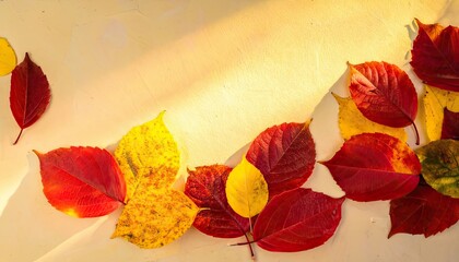 Fototapeta premium Autumn Leaves Display, Nature Scene, Outdoor Setting, Photography, Natural Light, Close-Up View, Seasonal Beauty