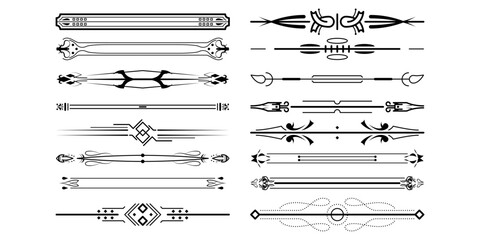 Set Black Simple Line Collection Doodle Border Elements Vector Design Style Sketch Isolated Illustration For Banner