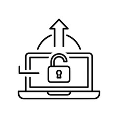 Cyber Security Unlocked: A minimalist digital artwork showcases the essence of digital security, presenting an open padlock atop a laptop.
