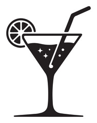 martini glass with lemon and lime