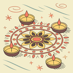 Decorative indian festival ornament design for kartik purnima celebrations featuring floating elements and diy crafting potential