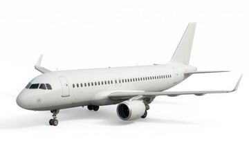 Obraz premium Modern Airplane: A sleek, contemporary airplane, embodying the essence of air travel, poised against a pristine, unmarked backdrop, highlighting its streamlined design.