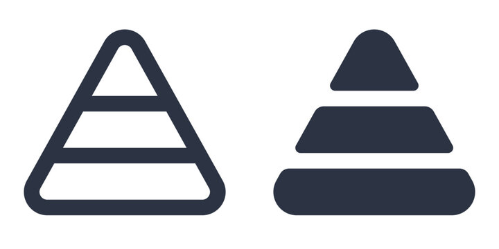 Hierarchy, Pyramid, or Stack simple icons set designed in filled, outline, line and stroke style