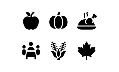 Obraz na płótnie Canvas Silhouette icons of harvest foods and autumn symbols
