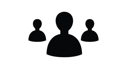 Three black silhouettes of people standing together in a group