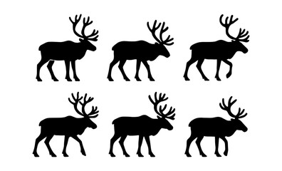 Silhouette reindeer collection: elegant deer in walking poses