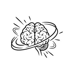 Brain Power Visualization: An artistic representation of the human brain, encircled by energy lines, suggesting cognitive function, thought processes, and innovative ideas.