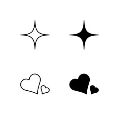 Star and Heart Icon Collection in Line and Solid Style