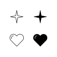 Star and Heart Icon Collection in Line and Solid Style