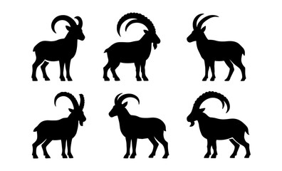 Fototapeta premium Majestic goat silhouettes set featuring various horn styles
