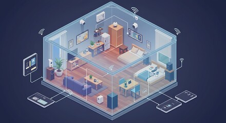 Obraz premium An Isometric View of a Smart Home with IoT