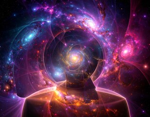 Obraz premium Abstract human form within a swirling cosmos