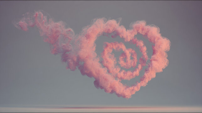 rising smoke shaped like heart or spiral evoking warmth, passion and flow