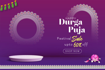 indian religious navratri festival sale banner, durga puja offer promotional banner background