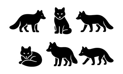 Silhouette fox collection: various poses and stances for wildlife designs