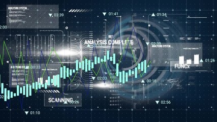 This video is an animation of a digital interface with graphs moving against a green screen - Powered by Adobe