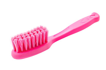Pink cleaning brush isolated on black background