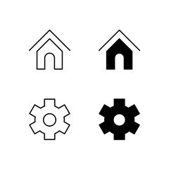 Home and Settings Icon Collection in Line and Solid Style