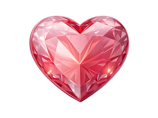 Fototapeta premium Pink faceted crystal heart icon with bright reflections on black jewel