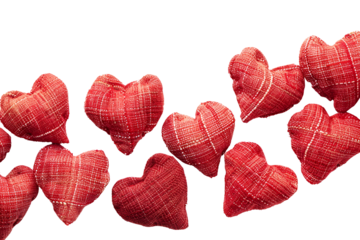 Red fabric hearts on black background Valentine's Day love romance