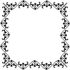 Vintage Ornamental Frame – Elegant Black Vector Border, PNG, 300 DPI 