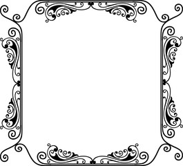 Vintage Ornamental Frame – Elegant Black Vector Border, PNG, 300 DPI 