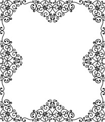 Vintage Ornamental Frame – Elegant Black Vector Border, PNG, 300 DPI 