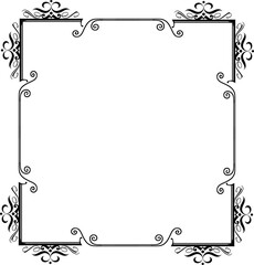 Vintage Ornamental Frame – Elegant Black Vector Border, PNG, 300 DPI 