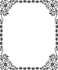 Vintage Ornamental Frame – Elegant Black Vector Border, PNG, 300 DPI 