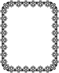 Vintage Ornamental Frame – Elegant Black Vector Border, PNG, 300 DPI 
