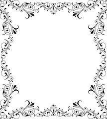 Vintage Ornamental Frame – Elegant Black Vector Border, PNG, 300 DPI 
