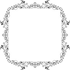 Vintage Ornamental Frame – Elegant Black Vector Border, PNG, 300 DPI 