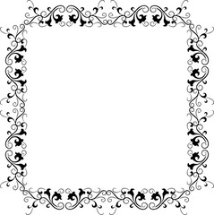 Vintage Ornamental Frame – Elegant Black Vector Border, PNG, 300 DPI 