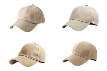 Beige Baseball Caps Display Multiple Angles View