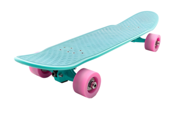 Teal Plastic Skateboard Pink Wheels Fun Ride Sporty