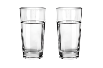 Two glasses of water on black background
