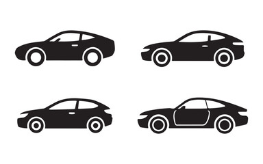 car icon vector set, auto vehicle isolated, flat vector icon, car sign and symbol, side view vehicle transport for web, apps, graphics, icons, and econ design projects