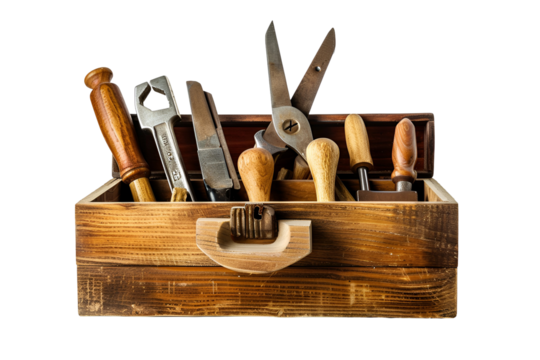 Antique tools in wooden box craftsmanship heritage
