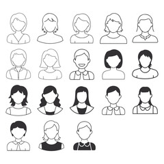 female icon vector, avatar profile icon set, businesswoman icon, people professional female headshots vector illustration