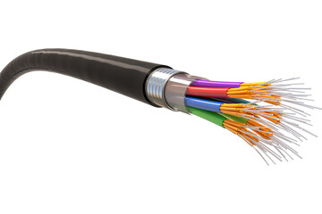 Cross section of fiber optical cable, transparent background
