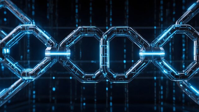 Cadena digital azul brillante representando seguridad y tecnolog&iacute;a blockchain