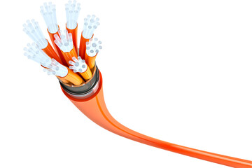 electric cable on white background