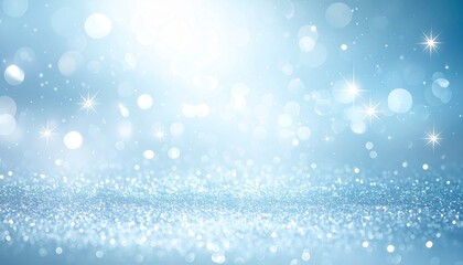 Fototapeta premium クリスマスやウェディング、ファッションやコスメの背景に使える 淡い青光のボケとキラキラ幻想的な背景