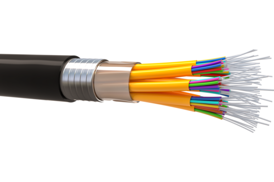 Cross section of fiber optical cable.